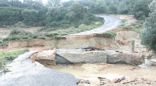 North Cyprus News - Road - washed away by floods in Karpaz