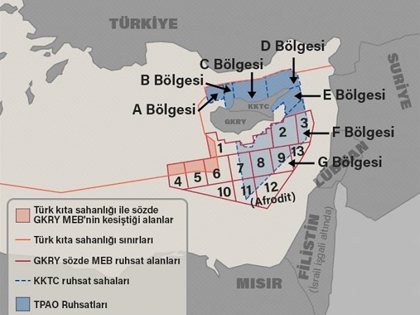 North Cyprus News - Turkish and TC - EEZ - Map