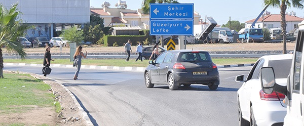 North Cyprus News - Pedestrians at Gonyeli Roundabout